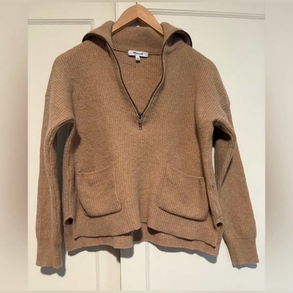 Madewell Tan Zip-Up Sweater